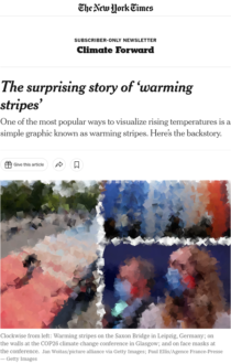 Screenshot der nytimes.com mit einem Artikel über Warming Stripes